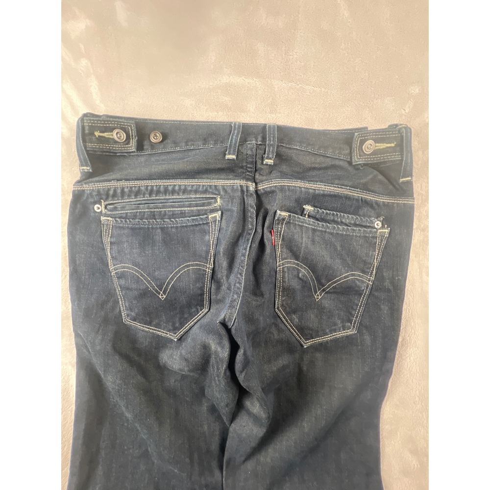 Levis 511 Skinny Jeans Mens 32x34 Indigo Blue Cinch Back Contrast Stitch Denim